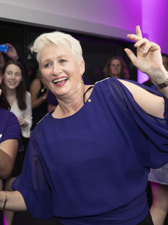 Dr Kerryn Phelps celebrates after winning the seat of Wentworth.