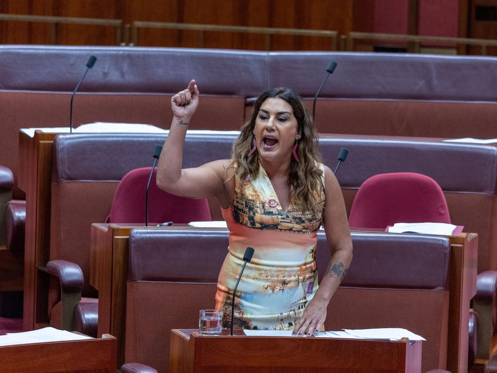 Senator Thorpe recently defected from the Greens after a long-running dispute over the proposed Indigenous Voice to parliament. Picture: NCA NewsWire / Gary Ramage