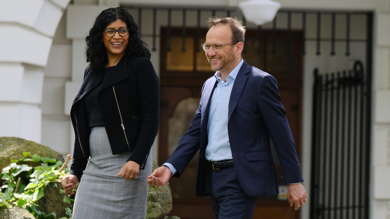 Adam Bandt MP, Leader of the Australian Greens and Federal Member for Melbourne and Samantha Ratnam, Victorian Greens Leader and spokesperson for housing have called for a rent freeze. Picture: NCA NewsWire / Luis. Ascui