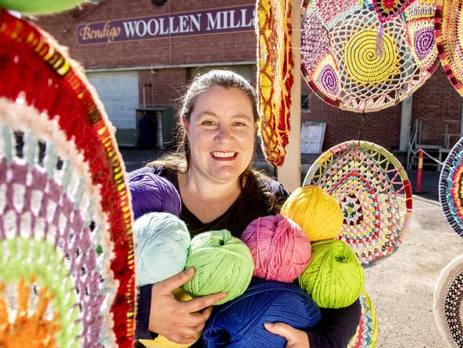 NEWS: Bendigo Wool MillsBendigo Wool Mills turn 40!PICTURED: Kai Crosson with wool at the Bendigo wool millsPicture: Zoe Phillips