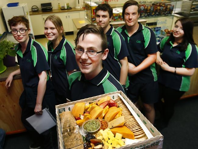 Utas has worked with Elizabeth College and Cosgrove High students to revamp Cosgrove High's canteen., picture of grade 10 students from left, Matt Richardson, Josie Gorinsson, Bowen Quick Zackery Stanton Triffet Erin Symms and Tyler Wadley in front,