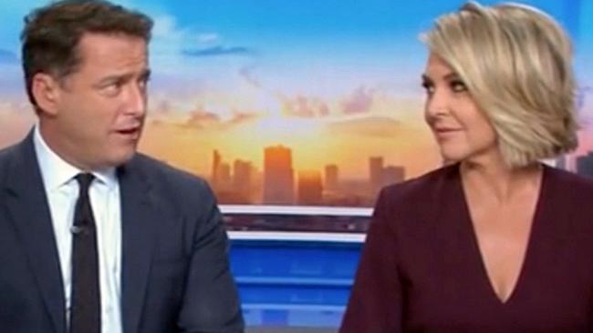 Georgie Gardner and Karl Stefanovic in an awkward on-air exchange.