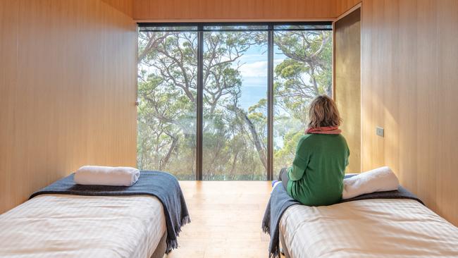 A bedroom in the Cape Pillar Lodge. Picture: LUKE TSCHARKE