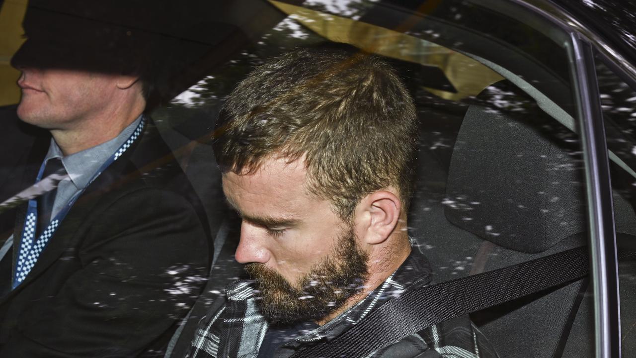 Bobby Andrew Weaver enters the Ipswich watch house after being arrested for the murder of former high school teacher David Thornton, 58. Picture: Cordell Richardson.