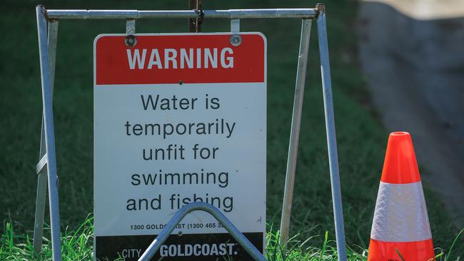 Signage near the Albert River. Picture: Glenn Campbell.