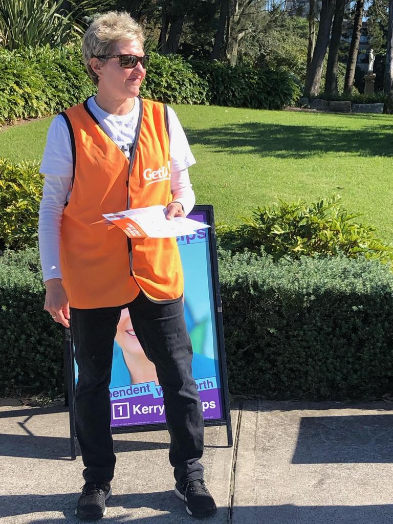 GetUp organiser Tracey Hamilton has been spotted around the eastern suburbs working for the Allegra Spender campaign. Picture: Supplied