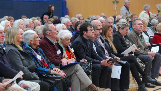 Anglican churchgoers from across Tasmania meet at Campbell Town District High School to discuss Church sales. Picture: BRUCE MOUNSTER