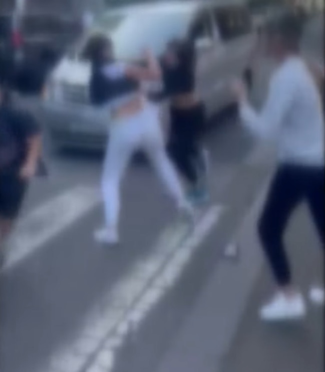 The brawl spills out onto the street. Picture: Supplied