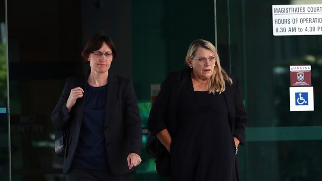 Dr Kirsty Wright, left, and Vicki Blackburn, mother of Shandee Blackburn, leave the second DNA inquiry. Picture: David Clark