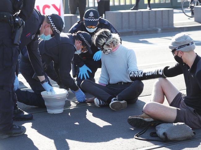 The premier says the government is sick of protests causing division on Melbourne streets. Picture: David Crosling