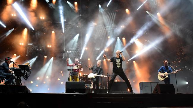 Midnight Oil performing at The Domain in Sydney in November 2017. Picture: Tony Mott