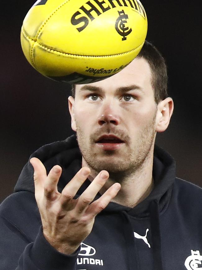 Carlton’s Mitch McGovern warms up at the MCG. Picture: Daniel Pockett/Getty