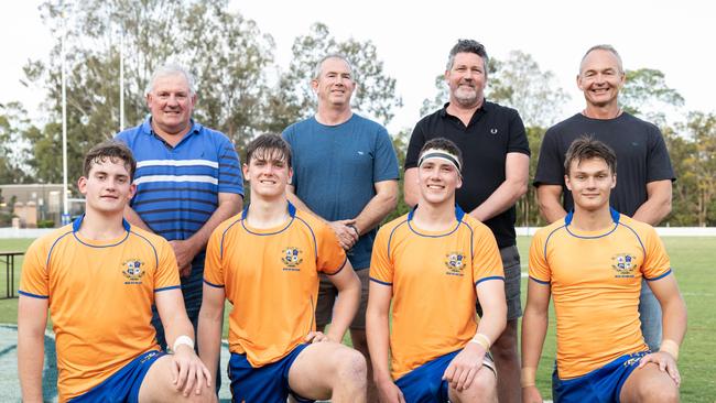 Josh Billing with his father. and other Ashgrove old boys alongside their sons who played in the 2020 Firsts