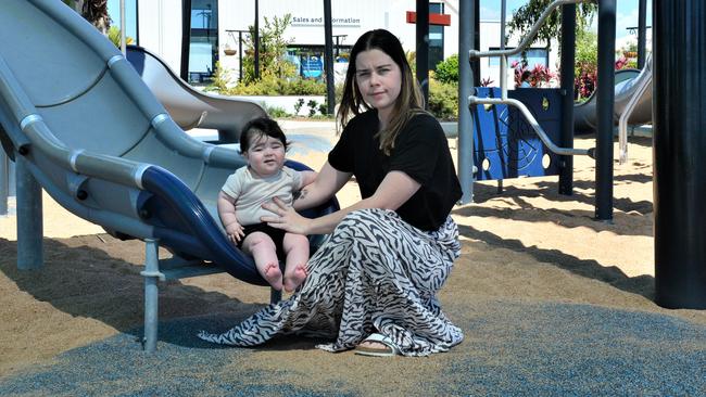 Mount Low mum Mikayla Lovegrove with baby Harper Hogben. Picture: Natasha Emeck