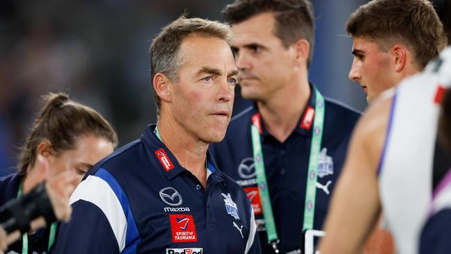 Alastair Clarkson says he’s quickly shifted his focus back to the Kangaroos after missing two days of training for the conciliation talks. Picture: Dylan Burns / Getty Images