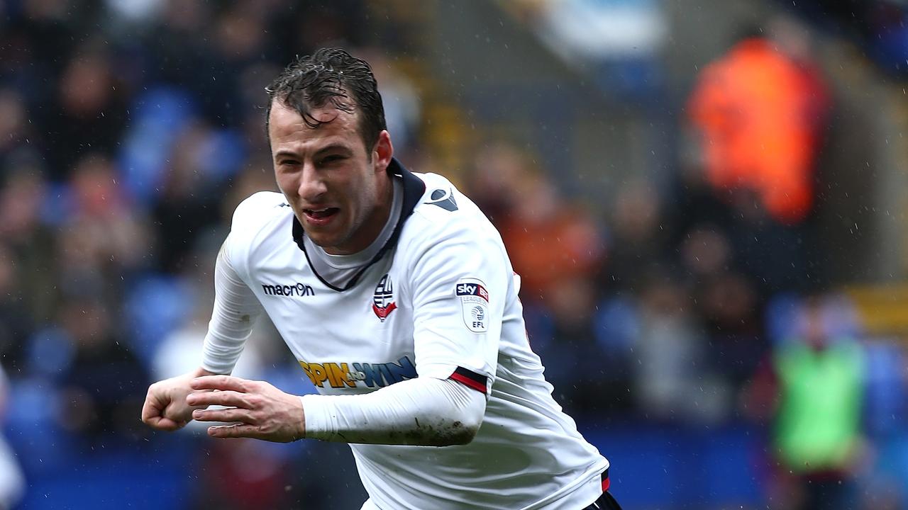 Adam Le Fondre of Bolton Wanderers in action