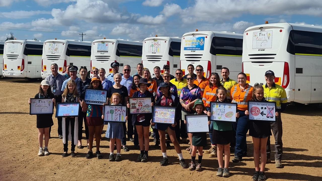 Moranbah Police and Road Safe Moranbah partnered with students from schools throughout Isaac Region to create road safety artworks to be featured on the back of Greyhound buses.