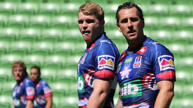 Mitchell Pearce had his first hitout in Knights colours.