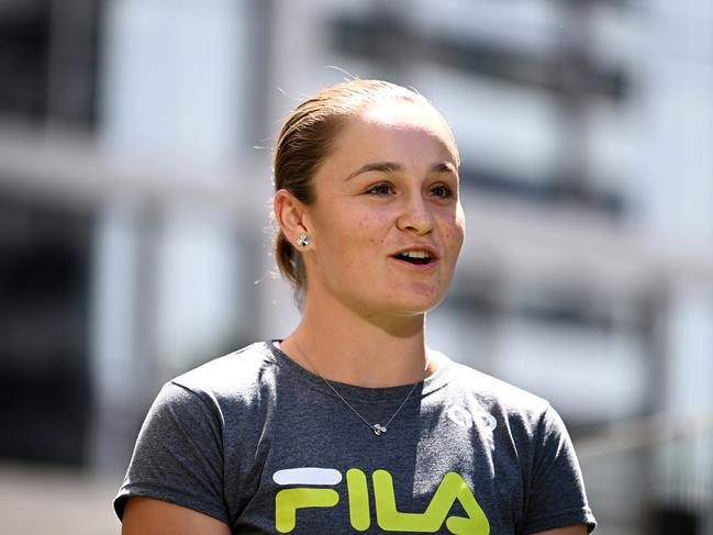 BRISBANE, AUSTRALIA - NewsWire Photos - MARCH 24, 2022.World number one tennis player Ash Barty speaks during a press conference to announce her retirement from the sport, at the Westin Hotel in Brisbane.Picture: NCA NewsWire / Dan Peled