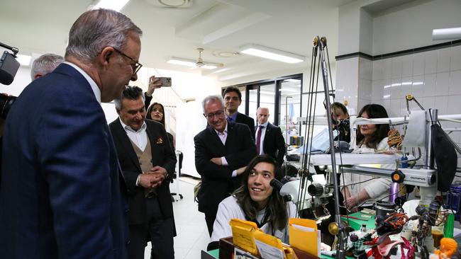 The PM visited Cerrone Jewellers in Sydney to highlight the start of Jobs and Skills Week. Picture: Gaye Gerard / NCA Newswire