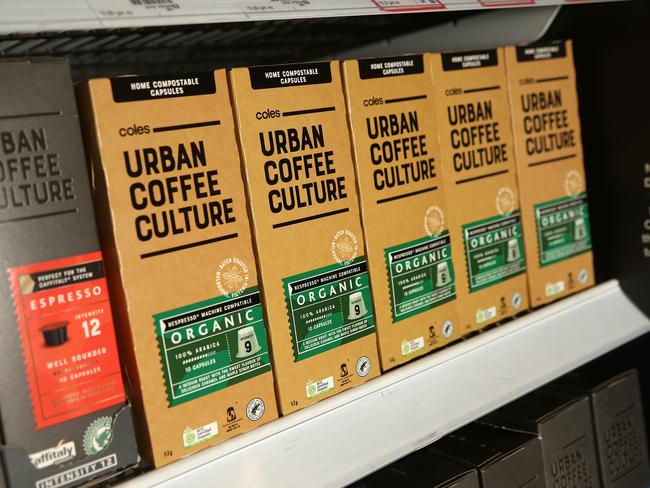 Coles has launched home compostable coffee capsules – a first for a major Australian retailer. Picture: Coles