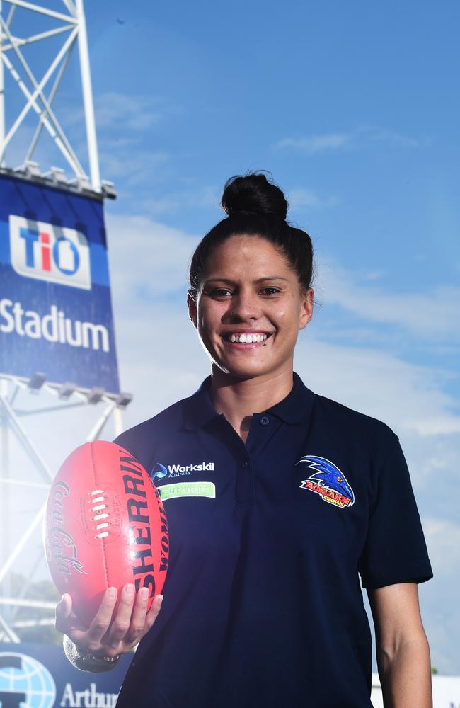 Stevie-Lee Thompson was drafted to the Crows after playing for Wanderers in the NTFL.