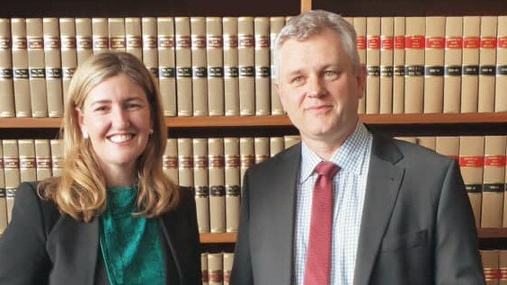 Queensland Attorney-General Shannon Fentiman with magistrate Eoin Mac Giolla Ri.