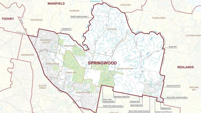 The Springwood electorate which covers Priestdale, Mount Cotton, Springwood, Rochedale South, Daisy Hill, Sheldon and Shailer Park.