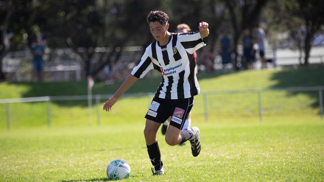 Port Kembla youngster Harrison Anagnostopoulos on the ball. Picture: John Carusi/JC Sports Photography