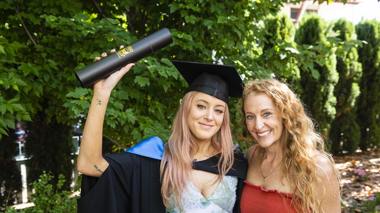 Bachelor of Paramedicine graduate Bailey Nunn with mum Sandy Nunn at the UniSQ graduation ceremony at Empire Theatres, Wednesday, December 14, 2022.