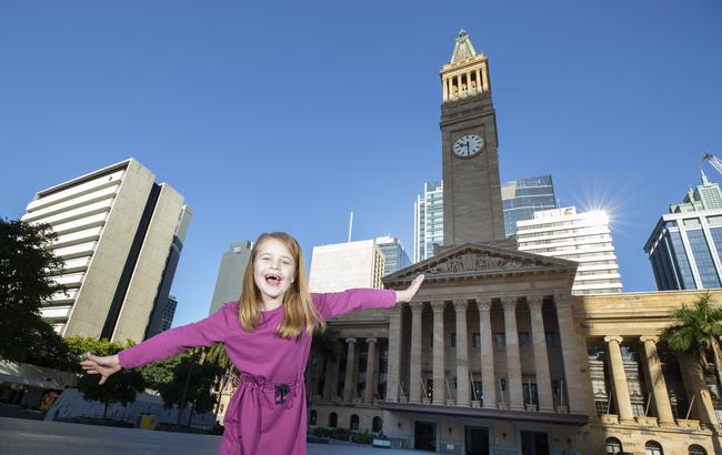 Malia Knox outside City Hall in King George Square, Brisbane. Picture: AAP/Renae Droop