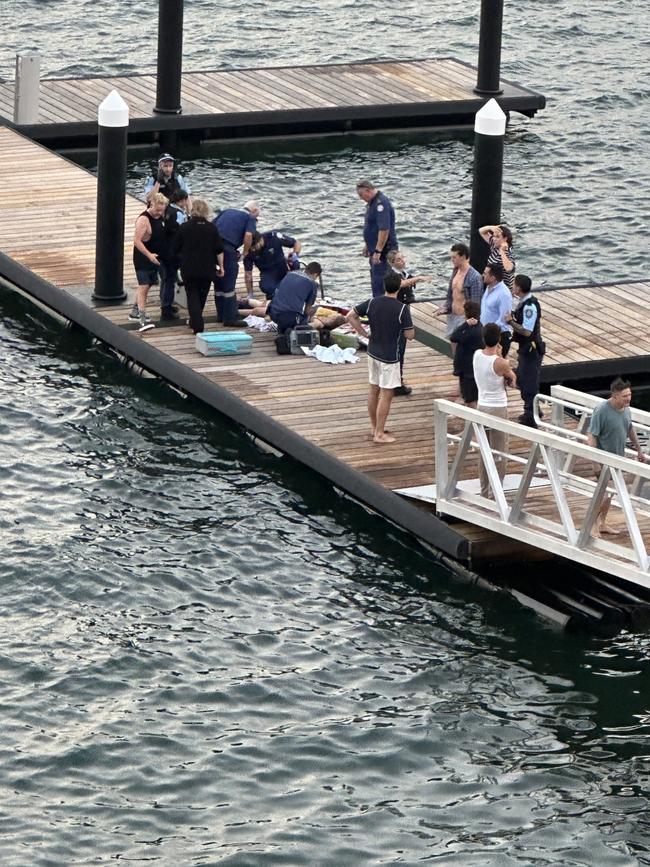 The rescue effort on the jetty.