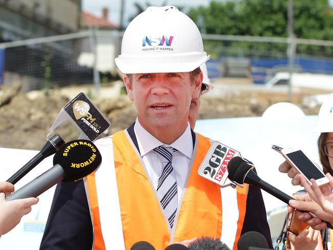 Premier Mike Baird making an announcement about the B-Line. Picture: Martin Lange