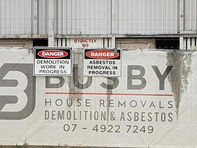 An asbestos demolition site at the corner of South and Denison streets, Rockhampton.