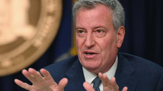 New York City Mayor Bill de Blasio urged people to ‘get on the town’ despite the coronavirus. Picture: AFP