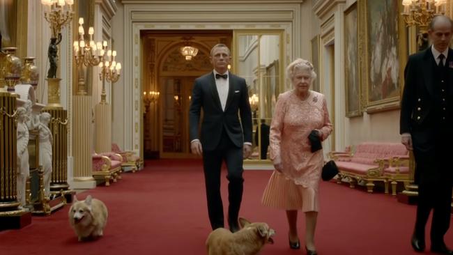 Daniel Craig reprised his role as British secret agent James Bond as he accompanies Her Majesty The Queen (with her pet corgis) to the opening ceremony of the London 2012 Olympic Games. Picture: Olympics