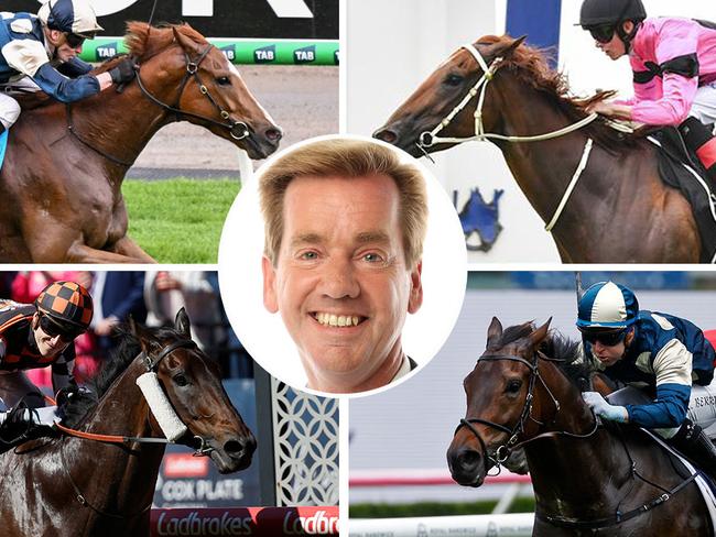 Ray Thomas (inset) gives good chances to Light Infantry Man (top left) in the Railway Stakes, Territory Express (top right) and Gringotts (bottom right) in The Gong and Baraqiel (bottom left) in The Meteorite.