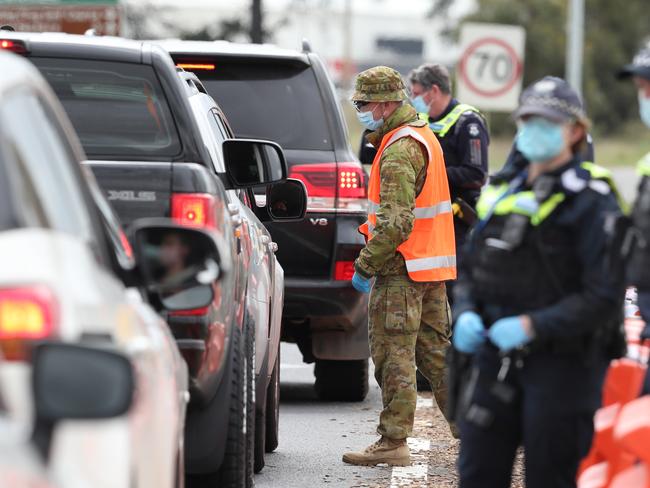 Melbourne’s controversial ring of steel could be scrapped today, allowing free travel between the city and regional Victoria. Picture: David Crosling/NCA NewsWire