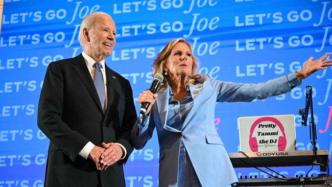 US President Joe Biden and First Lady Jill Biden visit a Biden-Harris campaign debate watch party in Atlanta, Georgia.