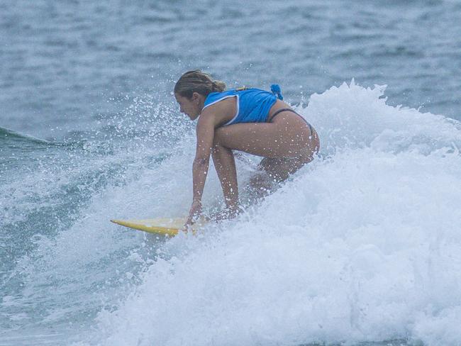 Early Saturday heats of The Burleigh Heads Boardriders Single Fin Festival. Picture: Glenn Campbell
