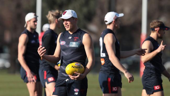 Melbourne’s Bernie Vince trains at Gosch's Paddock in Melbourne on Wednesday. Picture: AAP Image/Stefan Postles