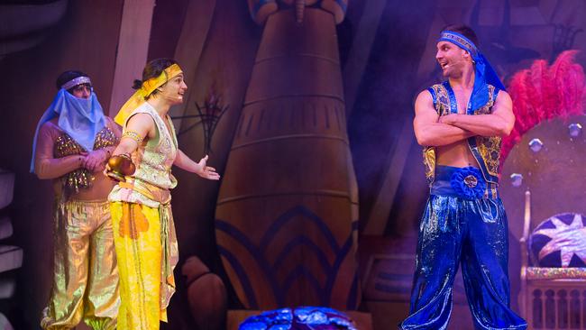 The Voice star Mat Verevis as Aladdin with Beau Ryan as the Genie.