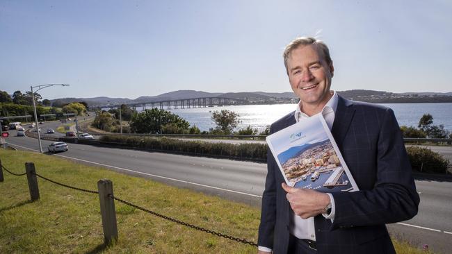 Deputy Premier Michael Ferguson announces a transport strategy at Hobart. Picture: Chris Kidd