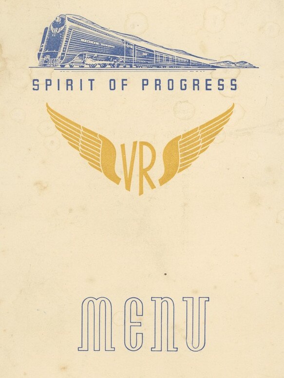 The menu from the Spirit of Progress dining car. Picture: State Library of Victoria