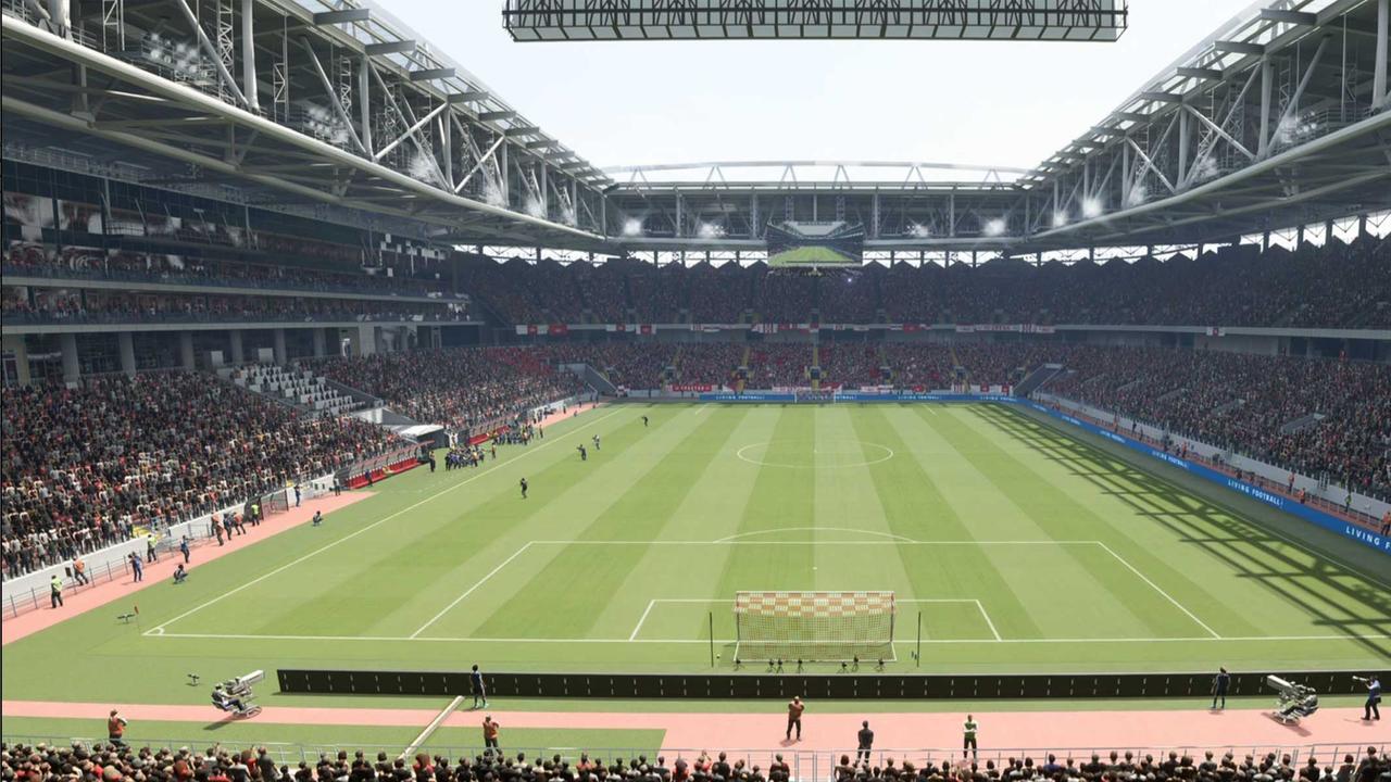 Russian stadiums and teams like Spartak Moscow and its Otkritie Arena (as it appeared in FIFA 22) won’t be included in FIFA 23. Picture: EA Sports