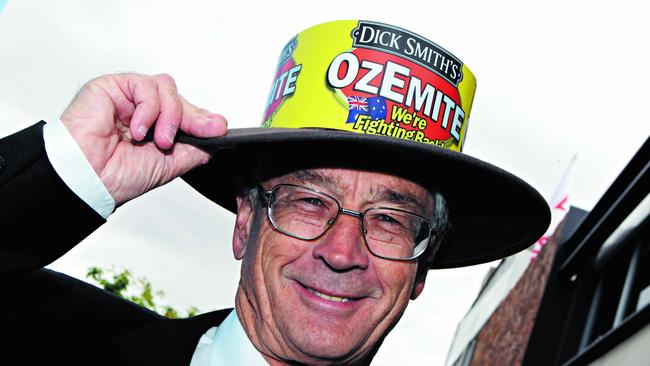 TWAM-20180519  EMBARGO FOR TWAM 19 MAY 2018Entrepreneur Dick Smith tips his hat on Melbourne Cup day at Flemington Racecourse in Melbourne.2011 Pic : News