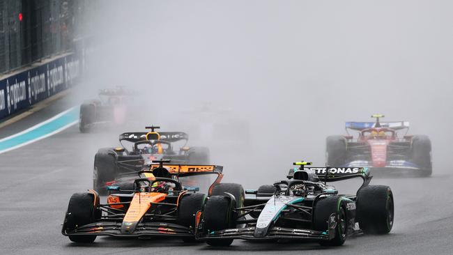 Oscar Piastri overtook pole sitter Kimi Antonelli on the first lap