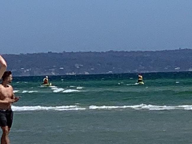 Lifeguards on jetskis were called to a shark sighting at Aspendale beach. Picture: Supplied/ Tiwtter @91Crofty