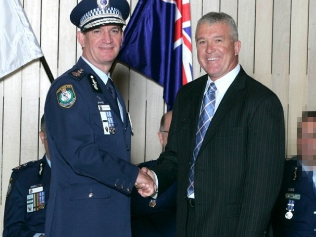 Former undercover officer Andrew MacFarlane with NSW Police Commissioner Andrew Scipione. Picture: Supplied