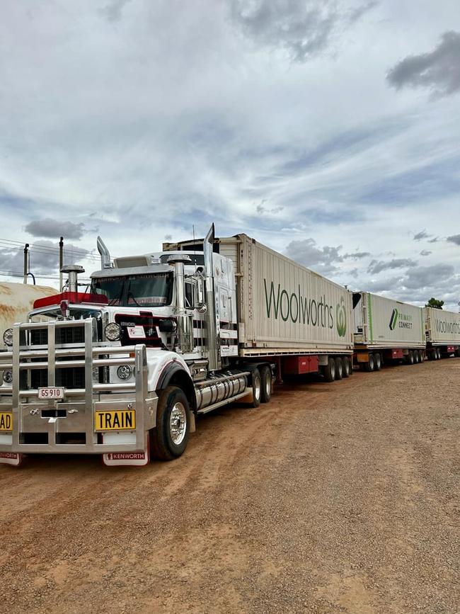 Trucks stocked with food are ready to head to the Top End as the Stuart Hwy reopens on Sunday. Picture: G &amp; S Transport